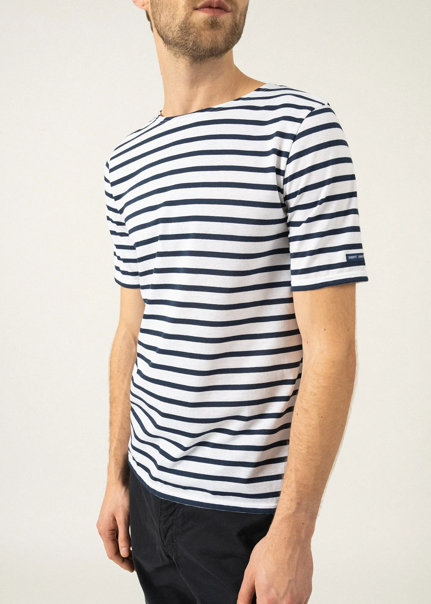 Levant short sleeve striped sailor shirt - regular fit, in light cotton (NEIGE/MARINE)