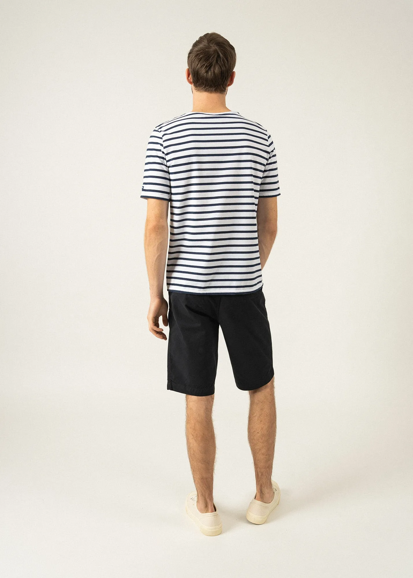 Levant short sleeve striped sailor shirt - regular fit, in light cotton (NEIGE/MARINE)