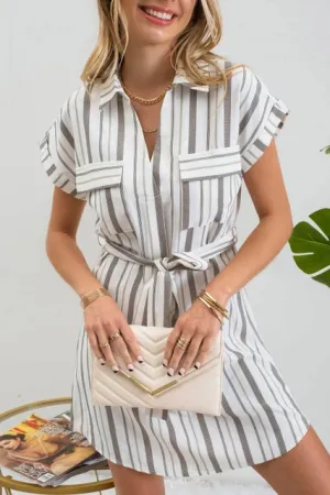 Light Olive Striped Dress