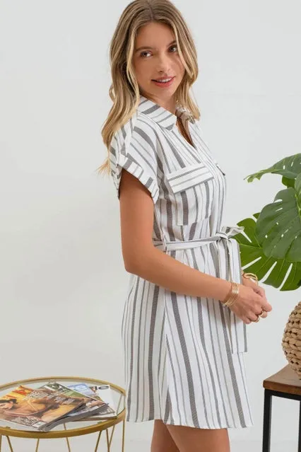 Light Olive Striped Dress