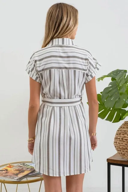 Light Olive Striped Dress