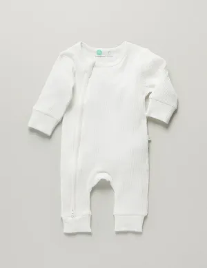 Little Green & Co Core Rib Zip Onesie - Milk