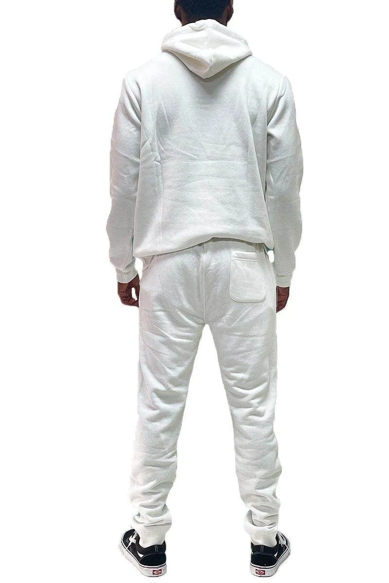 Mens Blue Multi Color Block Pullover Hoodie Sweat Pants Set