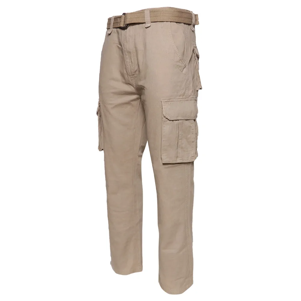 Mens Cargo Camo Pants Button Multi Pocket Lightweight Cotton Army Regular Fit