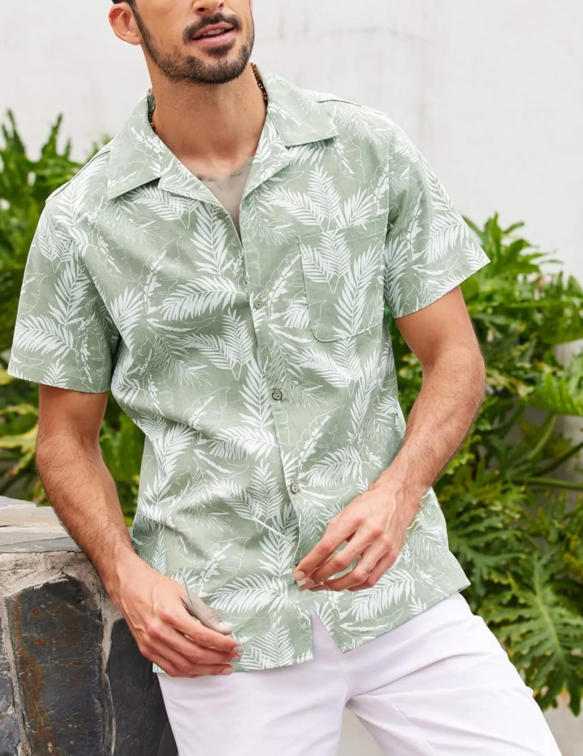 Men's Hawaiian Shirt Tops Vintage Short Sleeve Button Down Beach Shirt Male Tropical Floral Summer Pullover Party Holiday