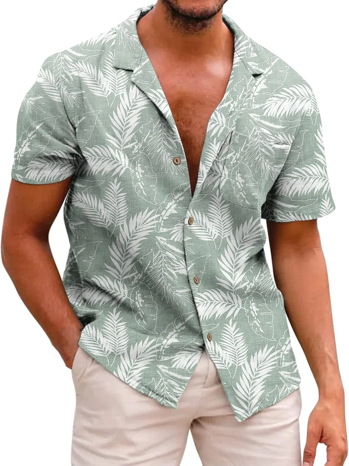 Men's Hawaiian Shirt Tops Vintage Short Sleeve Button Down Beach Shirt Male Tropical Floral Summer Pullover Party Holiday