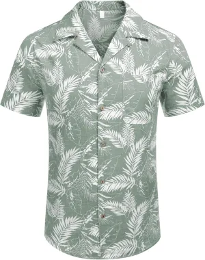 Men's Hawaiian Shirt Tops Vintage Short Sleeve Button Down Beach Shirt Male Tropical Floral Summer Pullover Party Holiday