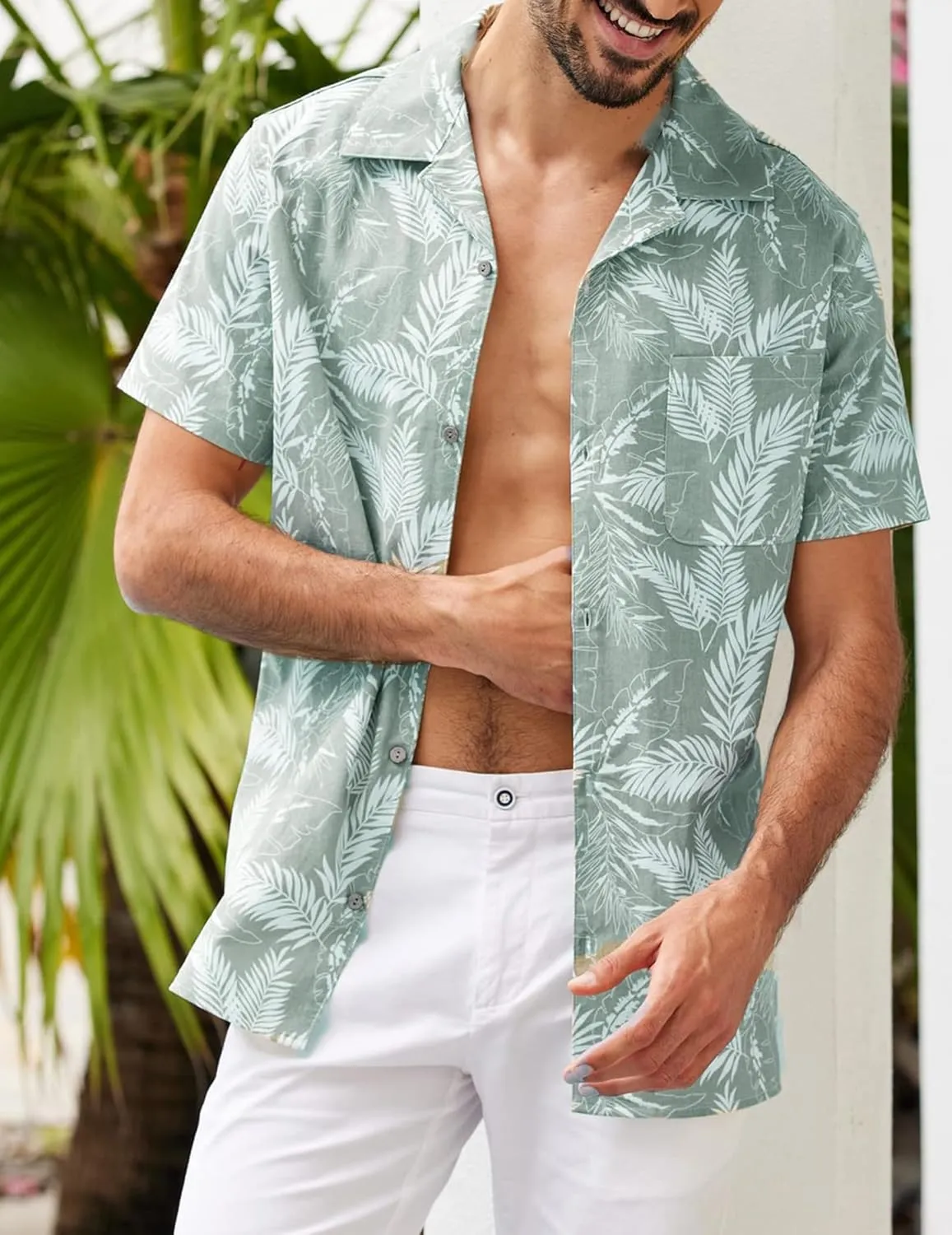 Men's Hawaiian Shirt Tops Vintage Short Sleeve Button Down Beach Shirt Male Tropical Floral Summer Pullover Party Holiday