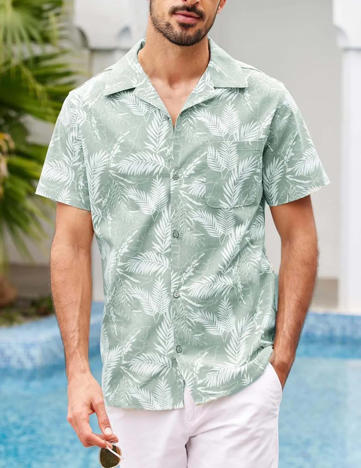 Men's Hawaiian Shirt Tops Vintage Short Sleeve Button Down Beach Shirt Male Tropical Floral Summer Pullover Party Holiday
