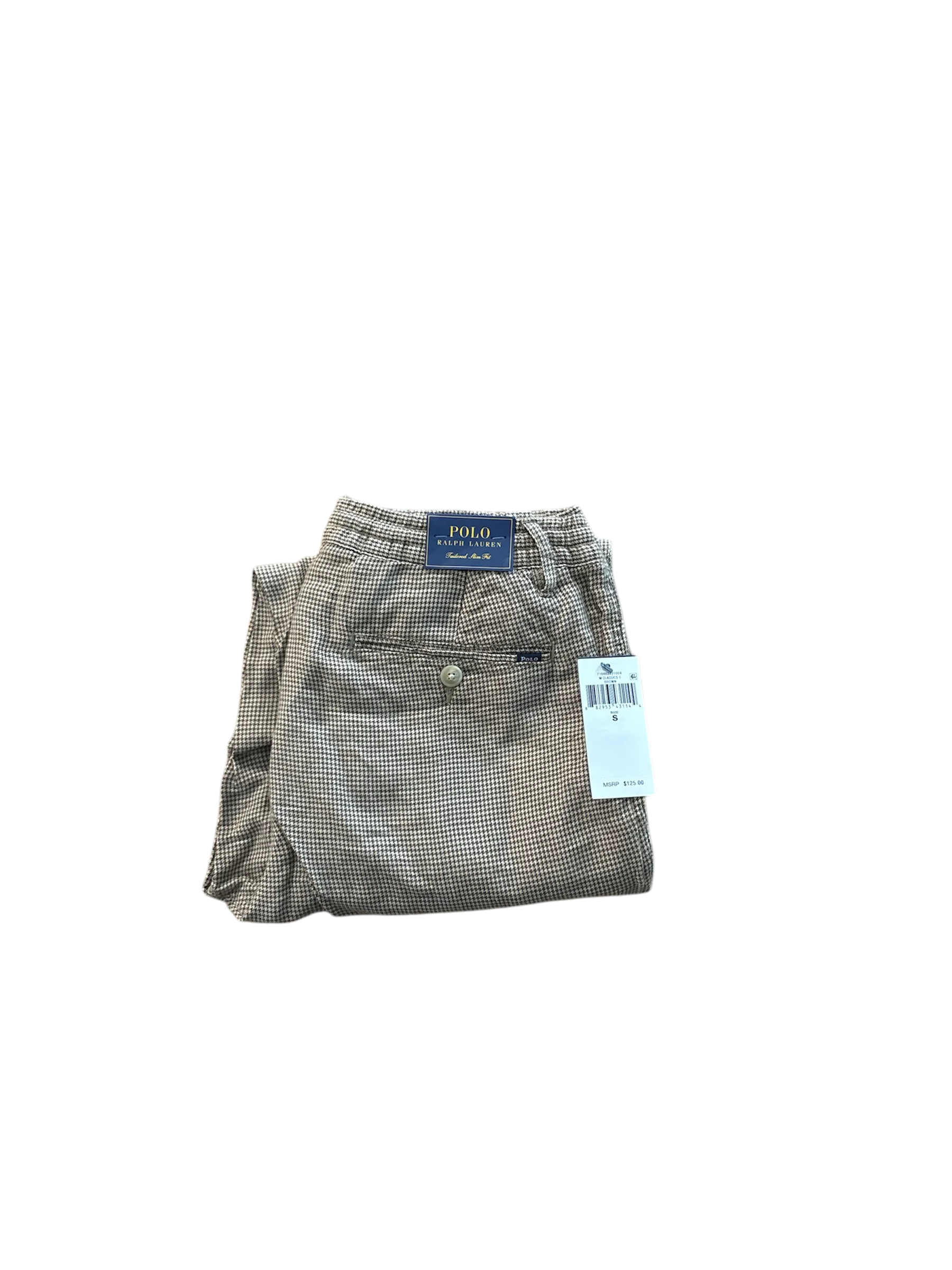 Polo Ralph Lauren Mens Slim Fit fit Dress Pants Small  Beige Plaid