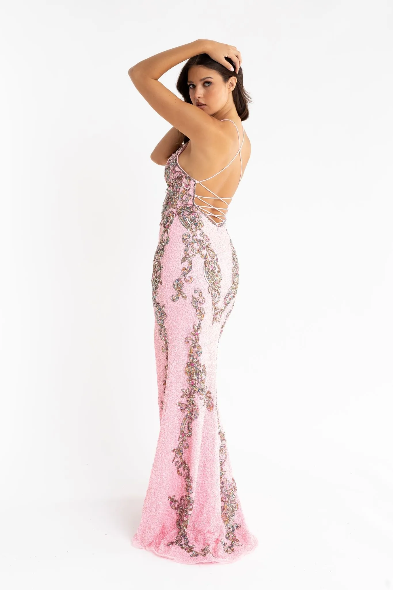 Primavera Couture 3211 size 10 Mint Sequin Prom Dress Pageant Gown Evening Formal Wear Side Slit