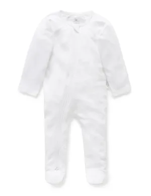Purebaby Organic Zip Growsuit - White