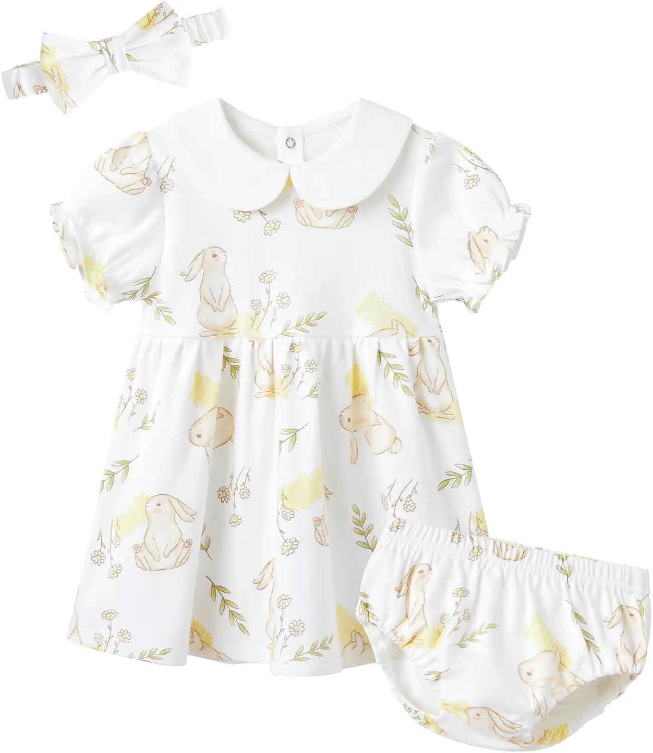 pureborn Baby Toddler Girl Dress with Bloomer Short and Long Sleeve Playwear Dress with Diaper Cover