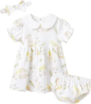 pureborn Baby Toddler Girl Dress with Bloomer Short and Long Sleeve Playwear Dress with Diaper Cover
