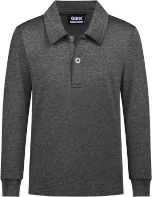 QBK Boys' Performance Polo Kids Collared Golf Shirts Long Sleeve School Uniform for 4T-16Y