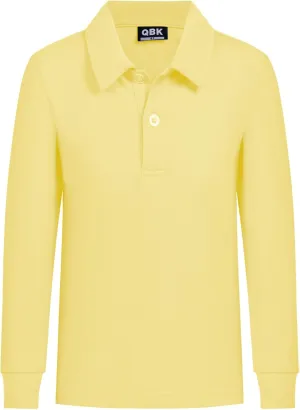 QBK Toddler to Youth Boys' School Uniform Pique Polo Shirts Kids Long Sleeve Collared Golf Shirt