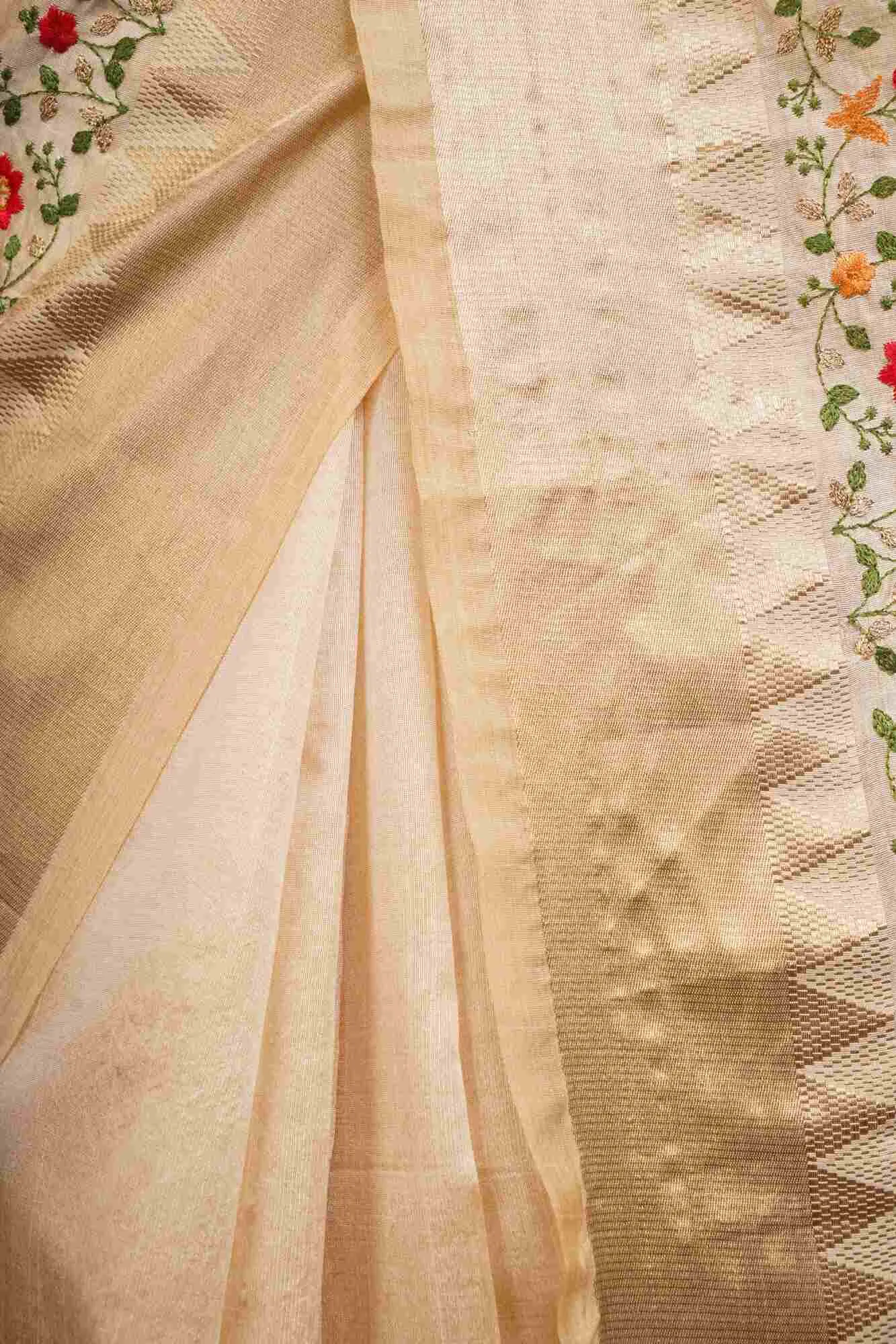 Ready to Wear Kerala Kasavu Embroidered Cotton Silk Wrap in 1 minute Saree