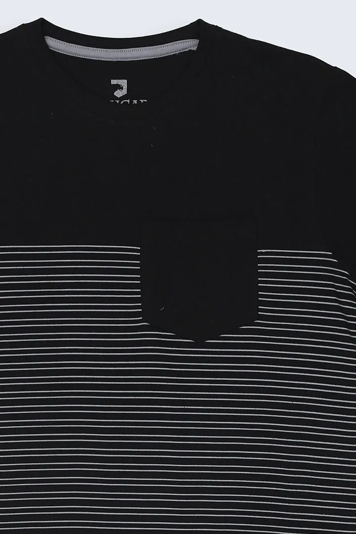 Regular Fit Striped Patch Pocket T-Shirt