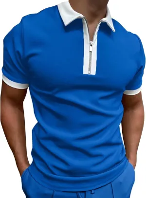 Rela Bota Men's Short Sleeve Polo Shirts Fashion Zipper Polos Casual Slim Fit T-Shirt