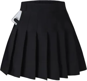 SANGTREE Women Girls Pleated Skirts with Shorts, Elastic Waist Uniform Plus Size Tennis Casual Skirt, 2 Years - US 4XL