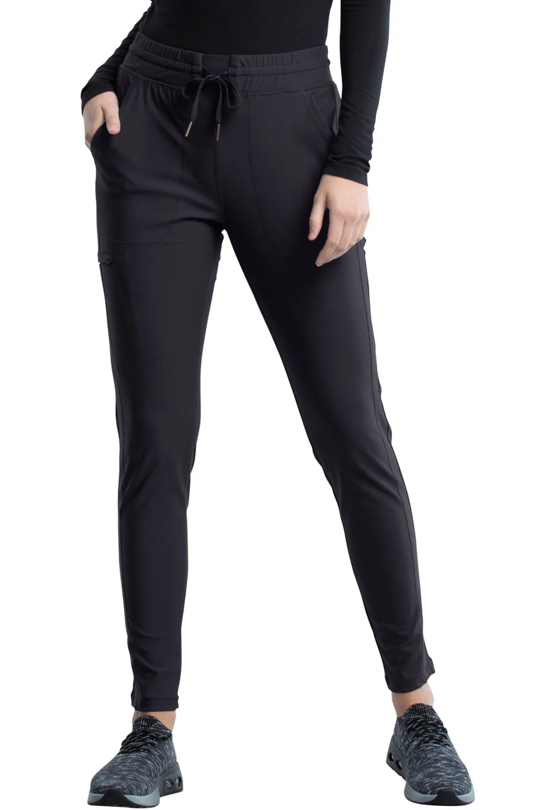 Scrub Pants - Cherokee Women's Form Mid Rise Tapered Leg Drawstring Pant - Pewter, CK095