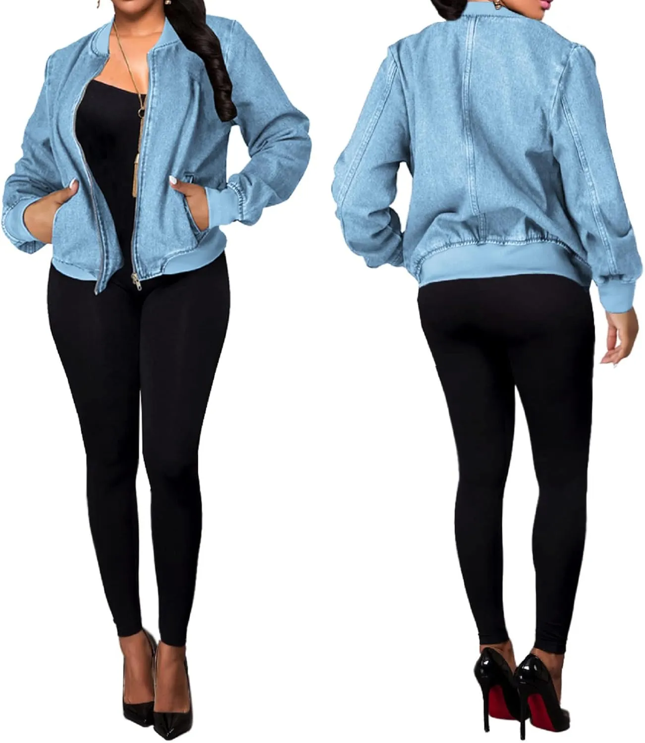 SeNight Women's Jean Jacket Long Sleeve Classic Distressed Fray Hem Tassels Denim Trucker Jackets