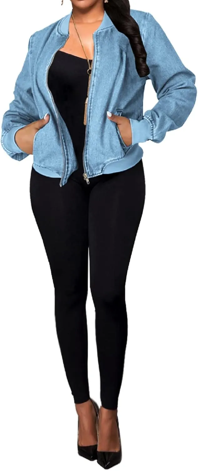 SeNight Women's Jean Jacket Long Sleeve Classic Distressed Fray Hem Tassels Denim Trucker Jackets