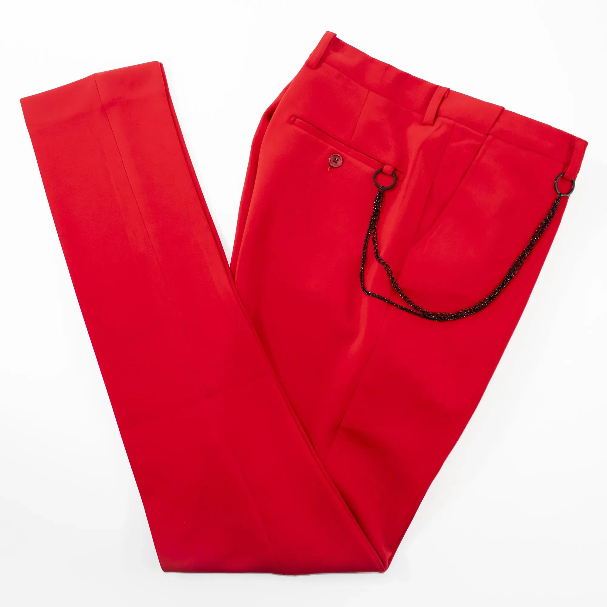 Solid Red Slim-Fit Pants