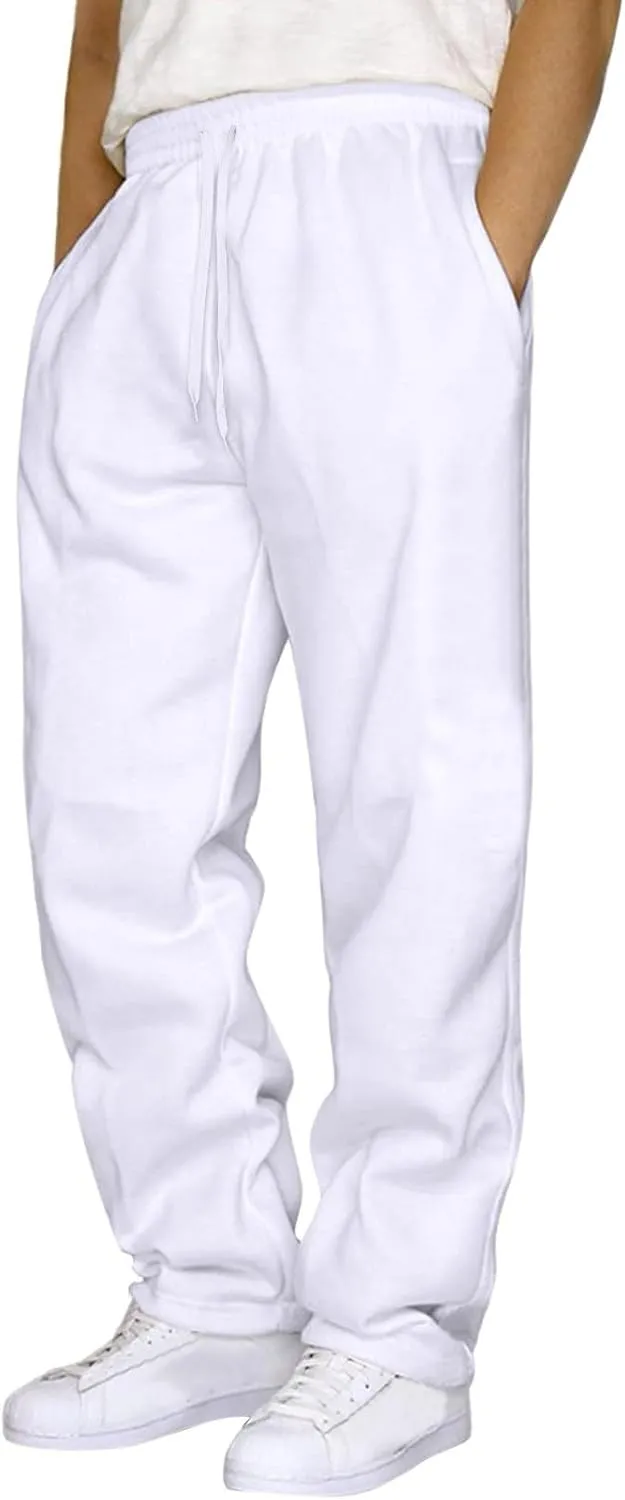 Sweat Pants for Mens Wide Leg Joggers Pants Heavyweight Fleece Workout Jogging Loose Fit Trousers with Pockets