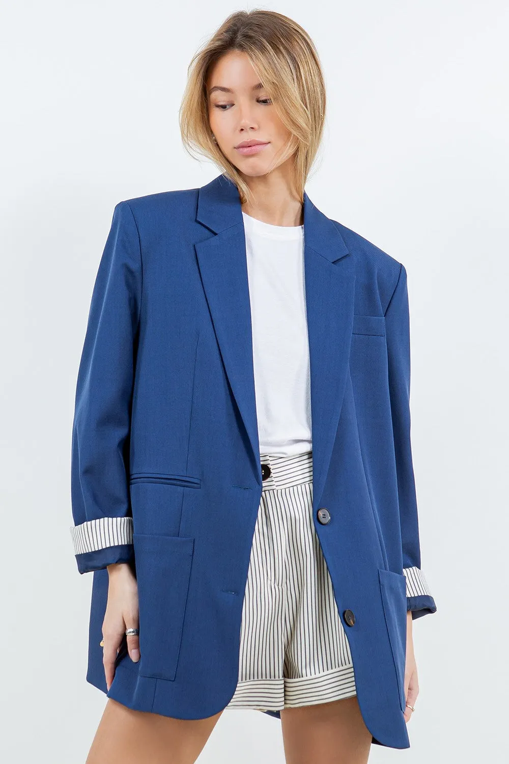 The Blue Striped Detail Blazer