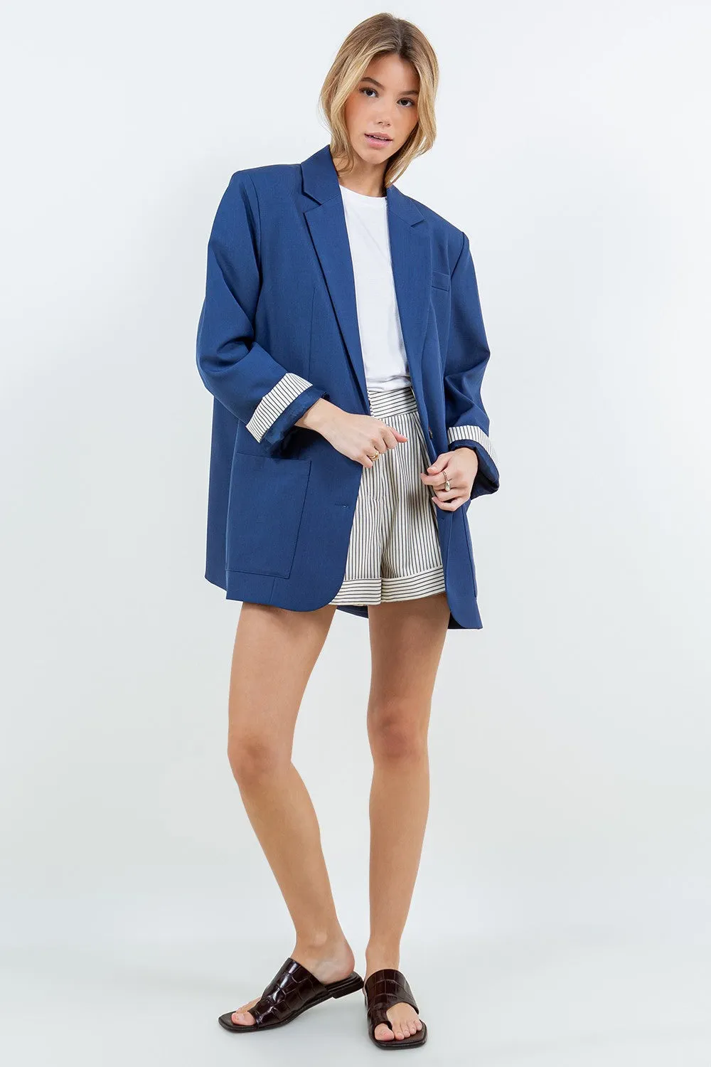 The Blue Striped Detail Blazer