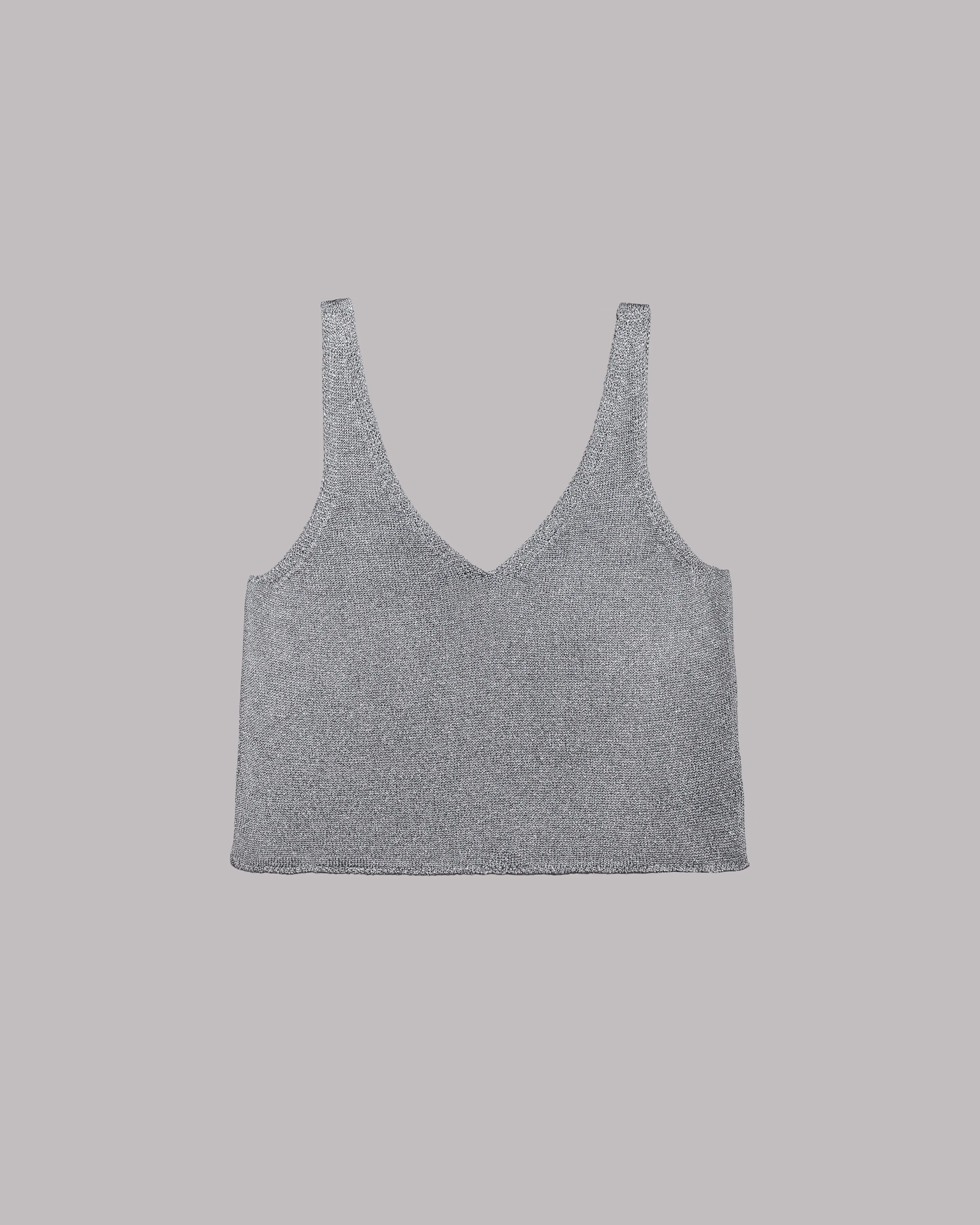 The Silver Sparkly Thin Knit Tank Top