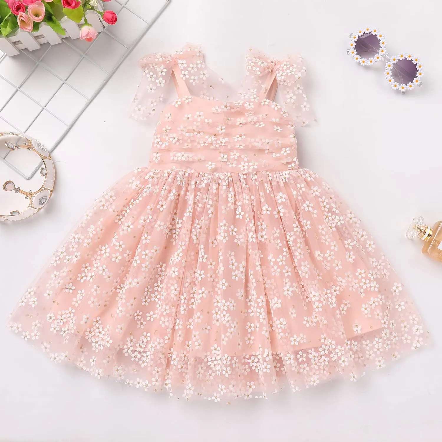 Toddler Baby Tutu Dress Sleeveless Tulle Dress First Birthday Cake Smash Pageant Clothes for Photo Shoot