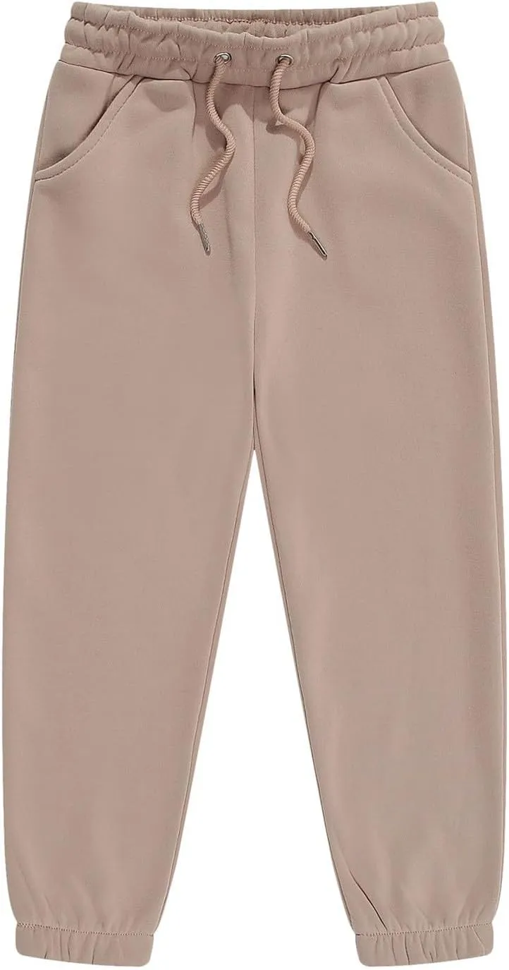Unisex Basic Sweatpants Pull on Casual Joggers Boys Girls Solid Color Elastic Waist Athletic Pants with Pockets