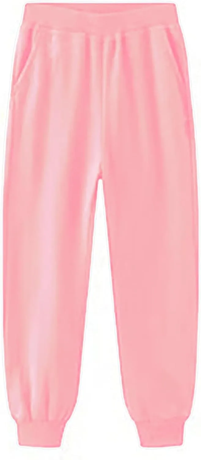Unisex Casual Sweatpants Boys Girls Solid Color Jogger Pant Cotton Pull-On Athletic Playwear Pants