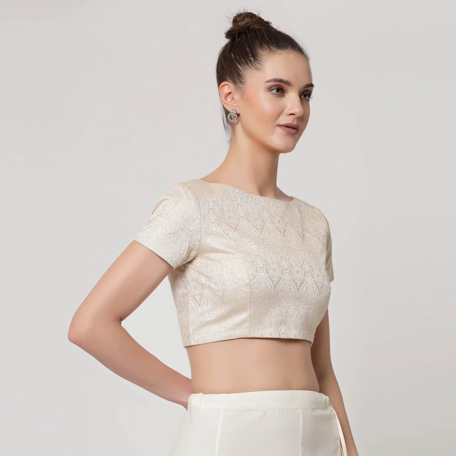 White Brocade Blouse