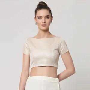 White Brocade Blouse