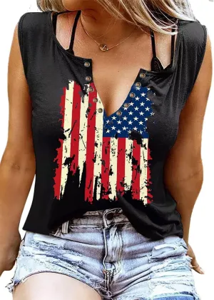 Womens American Flag Tank Tops Patriotic Shirts for Women 4th of July Tanks Top Loose Fit Summer Ring Hole V-Neck Tees Top