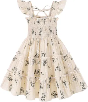 YOUNGER TREE Toddler Girl Dress Baby Girls Summer Clothes Ruffle Sleeve Floral Smock Beach Boho Dresses Sundress